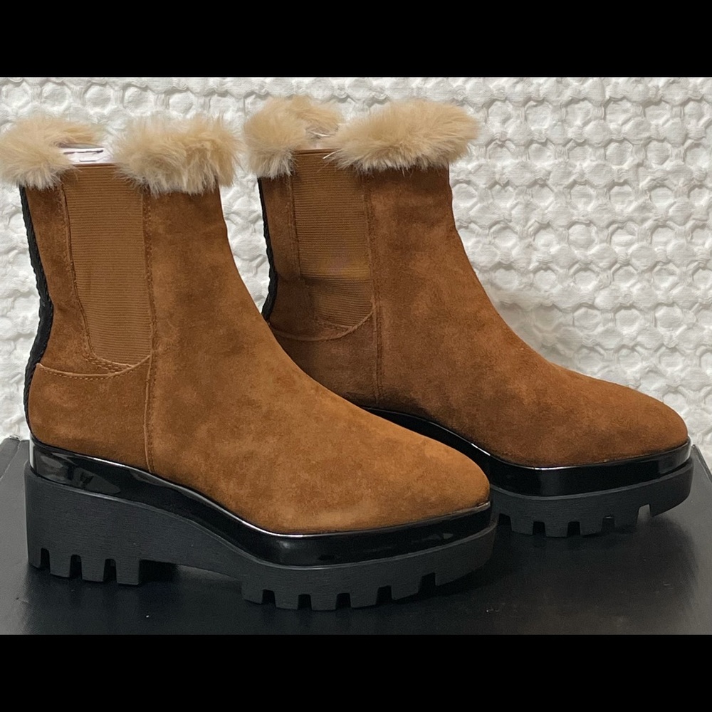 DKNY Bax Wedge Latte Lug Sole Bootie